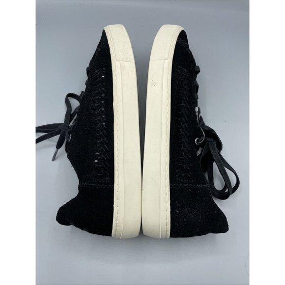 TOMS Black Suede Leather Lace Up Sneakers Women’s Shoes 9.5 Casual Comfort - Picture 7 of 8